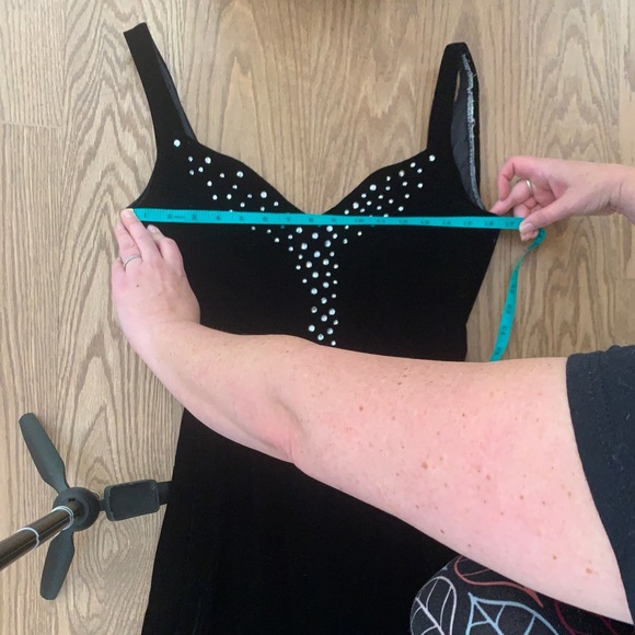 Black Velvet Vintage Rhinestone Dress - Picture 6 of 8